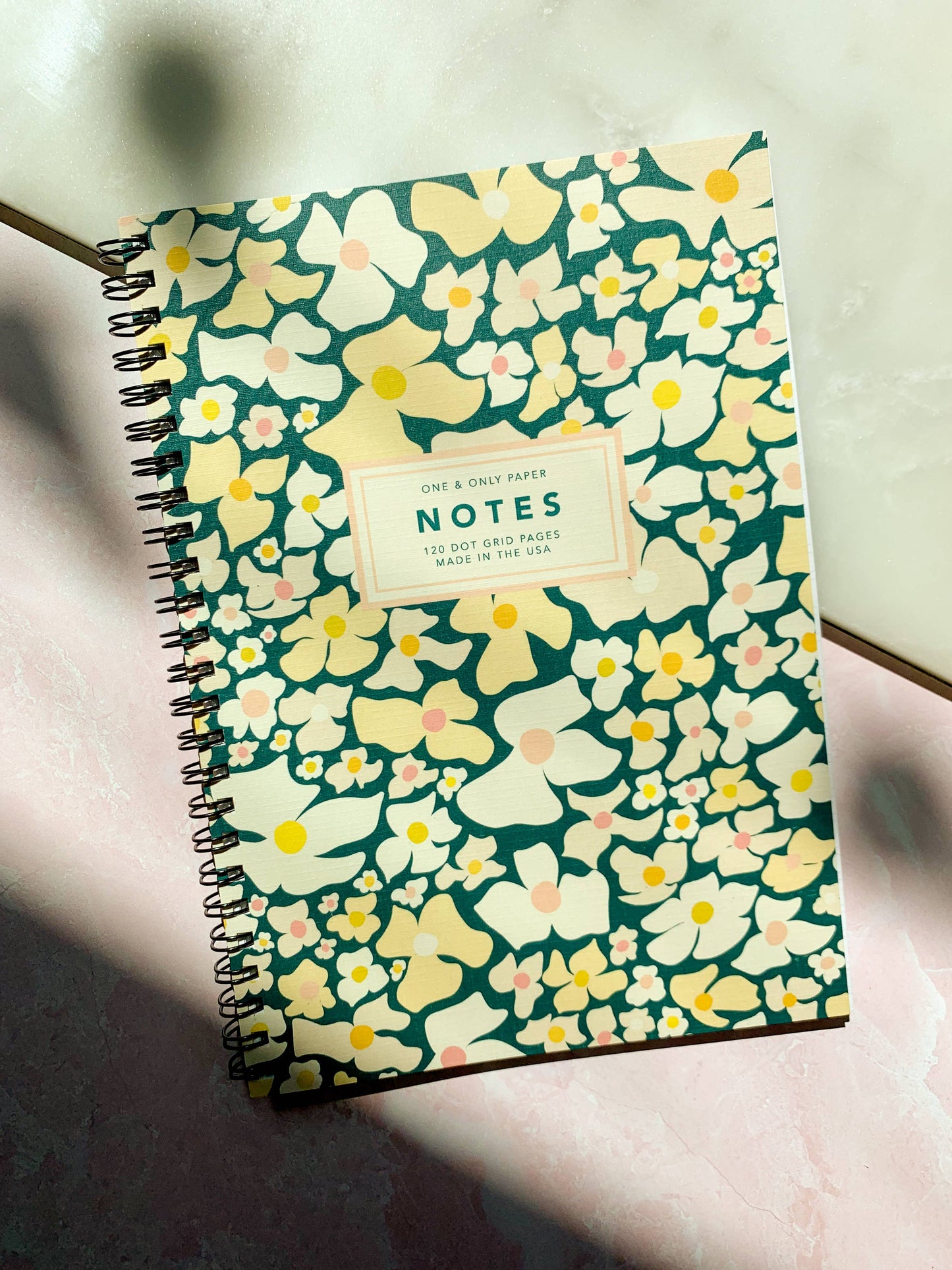 Floral Wire Spiral Bound Dot Grid Notebook