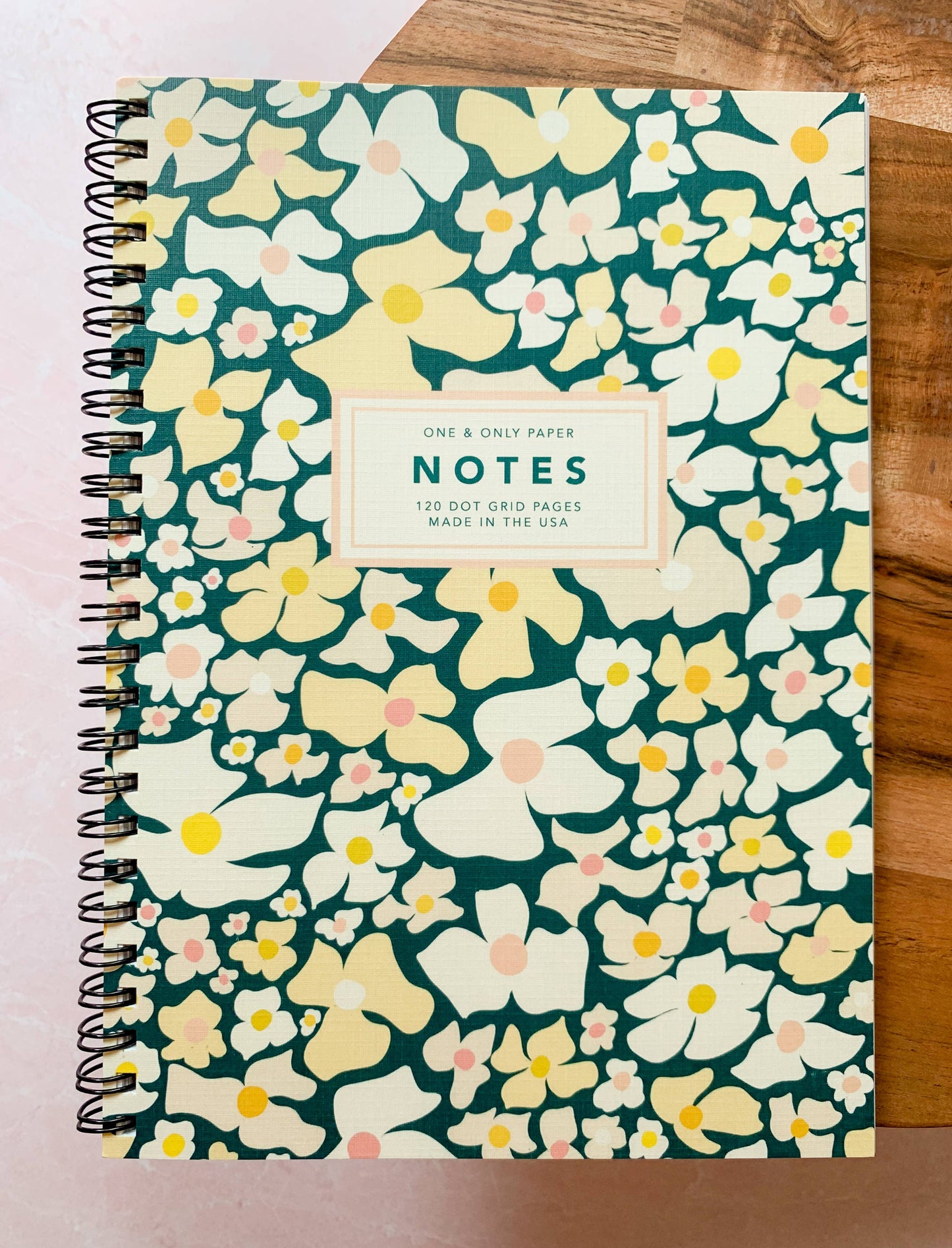Floral Wire Spiral Bound Dot Grid Notebook