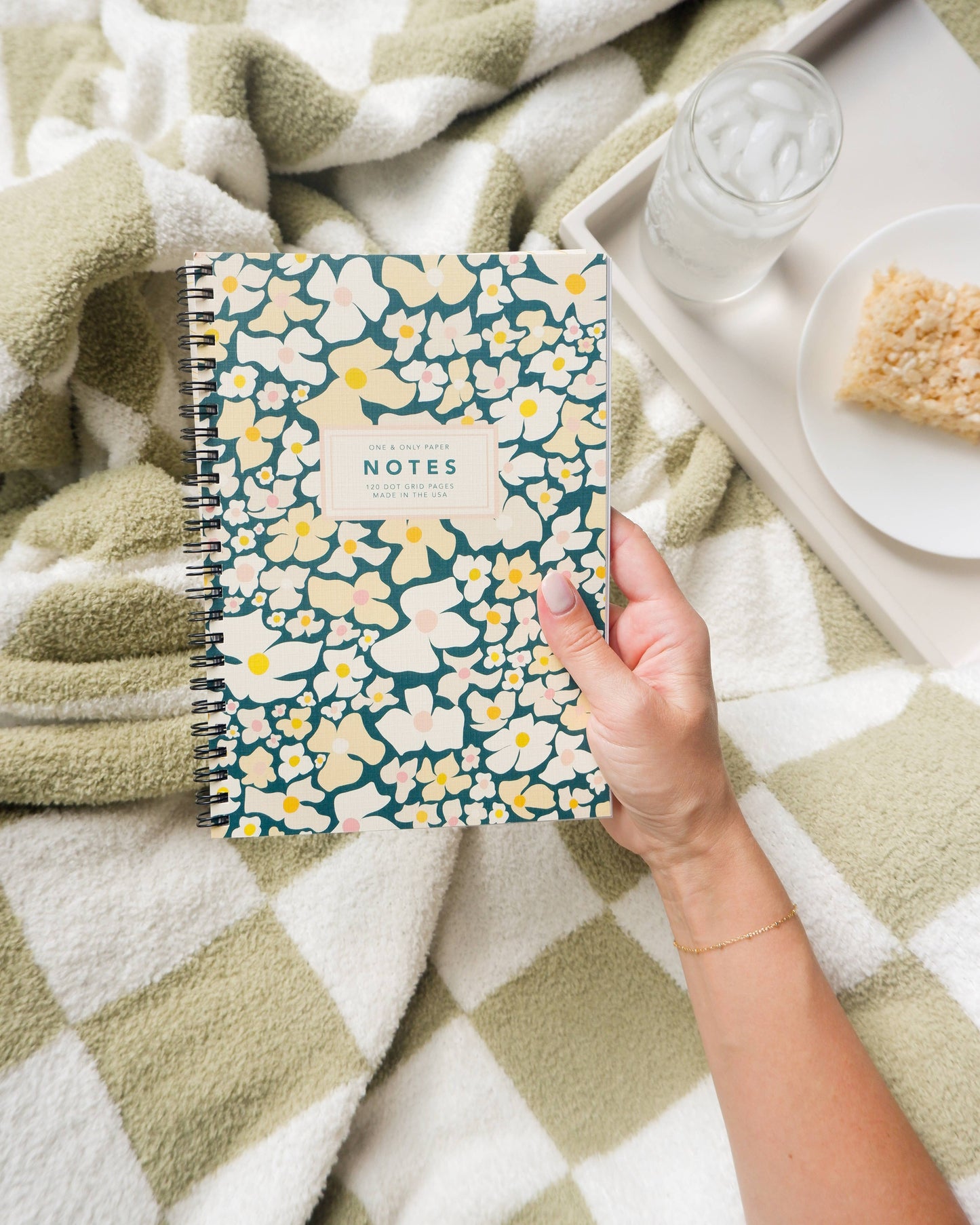 Floral Wire Spiral Bound Dot Grid Notebook