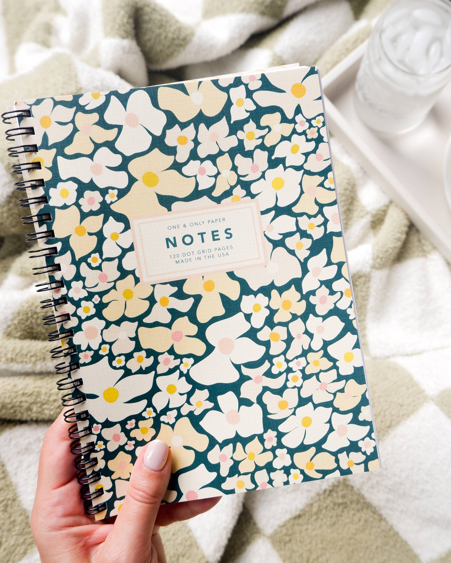 Floral Wire Spiral Bound Dot Grid Notebook