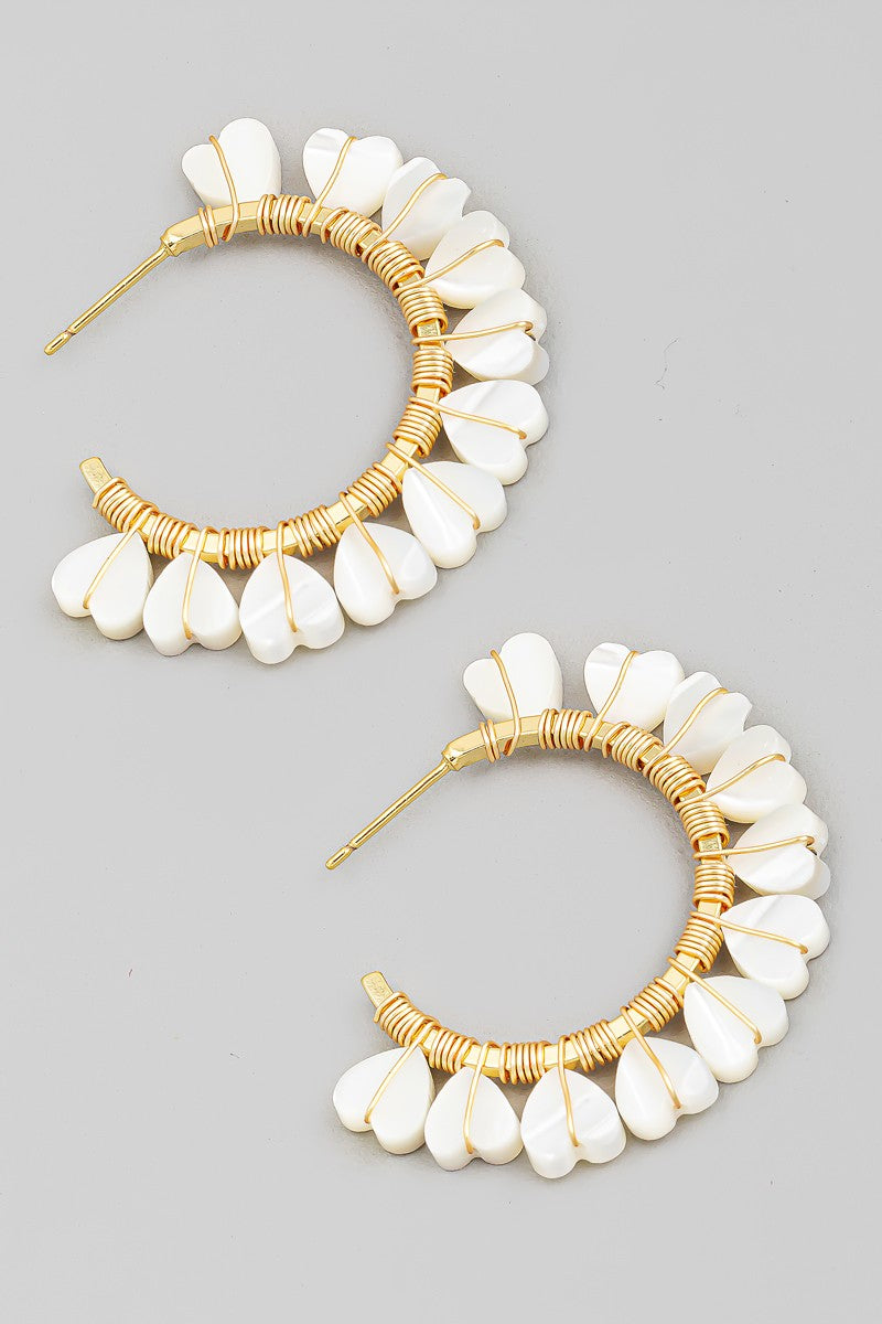 Heart Beaded Hoop Earrings