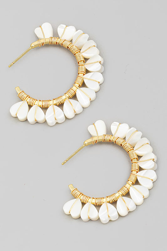 Heart Beaded Hoop Earrings
