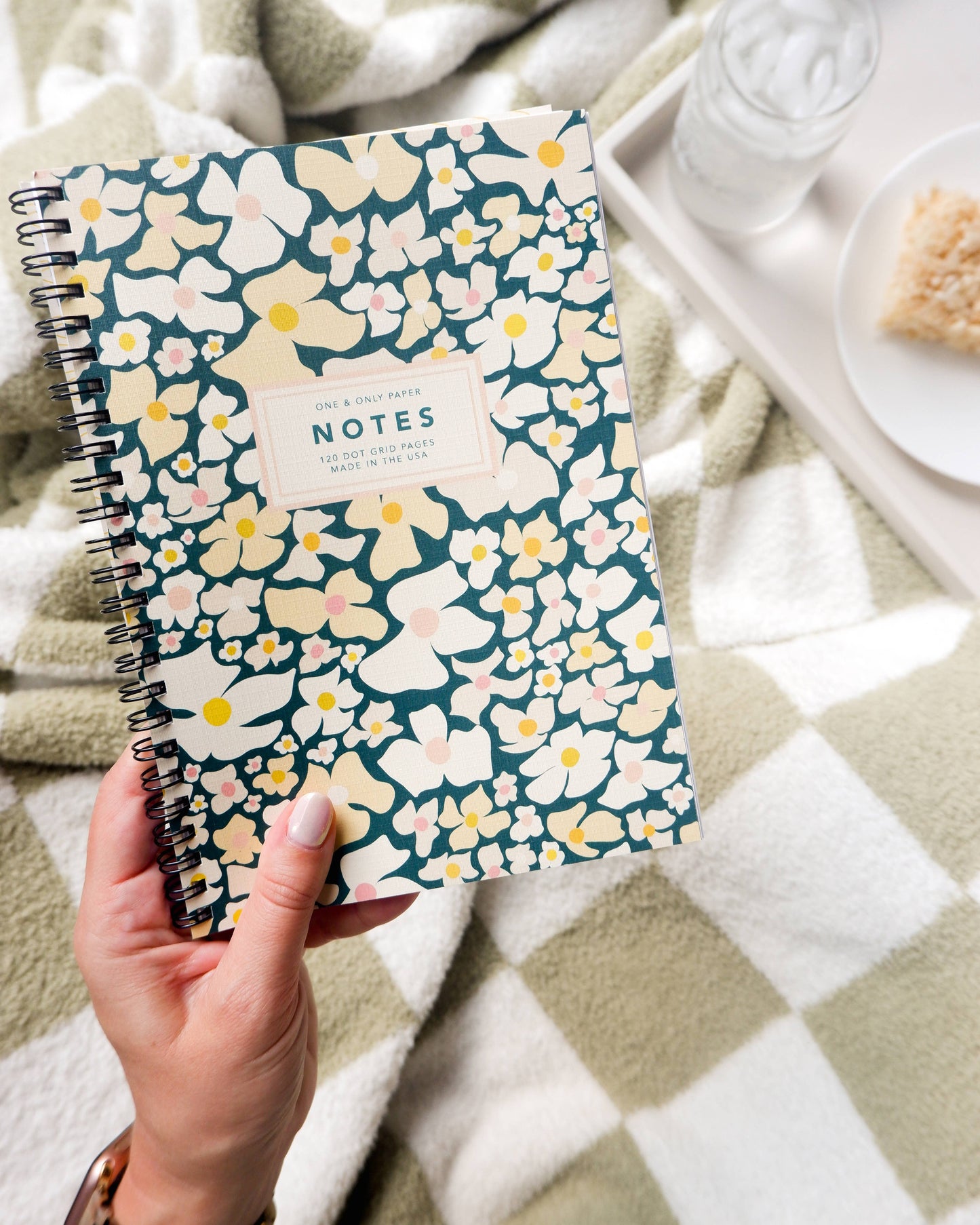Floral Wire Spiral Bound Dot Grid Notebook