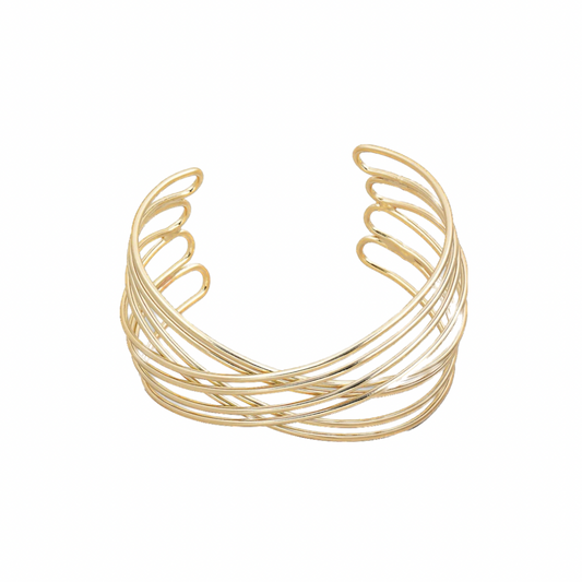 Multi Line Cuff Bracelet - Gold