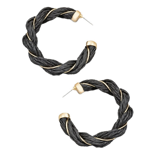 Raffia Twist Hoop Earrings