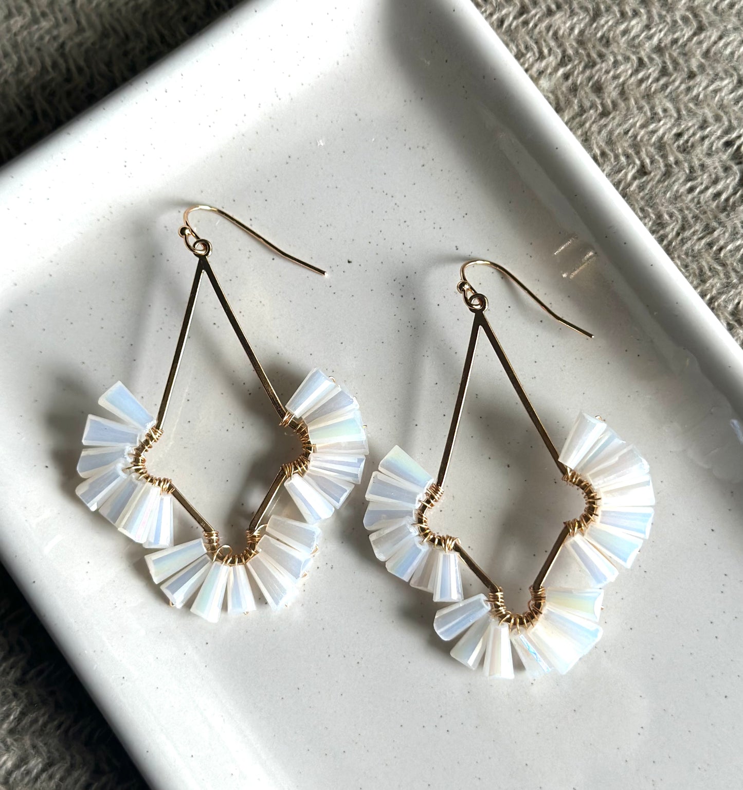 Teardrop Cutout Glass Bead Drop Earrings