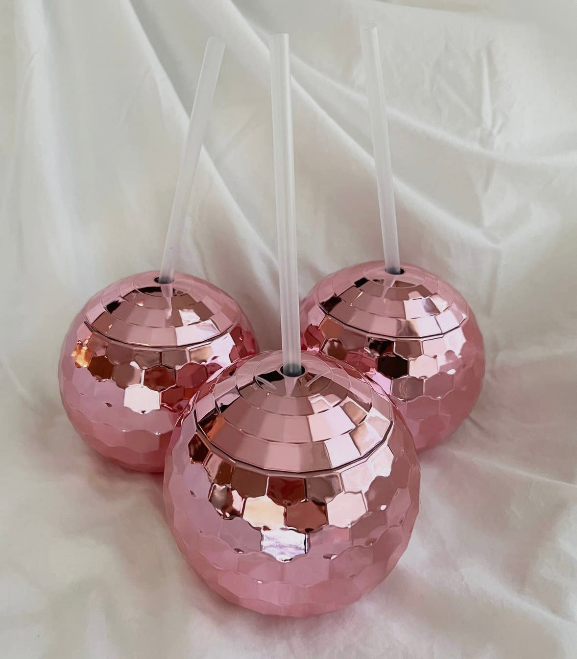 Disco Ball Cup with Clear Straw