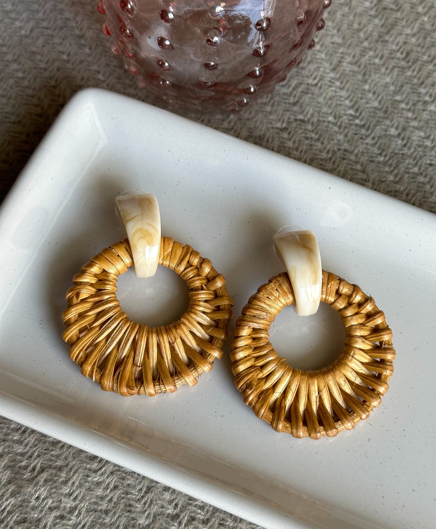 Cream Bali Button Studs