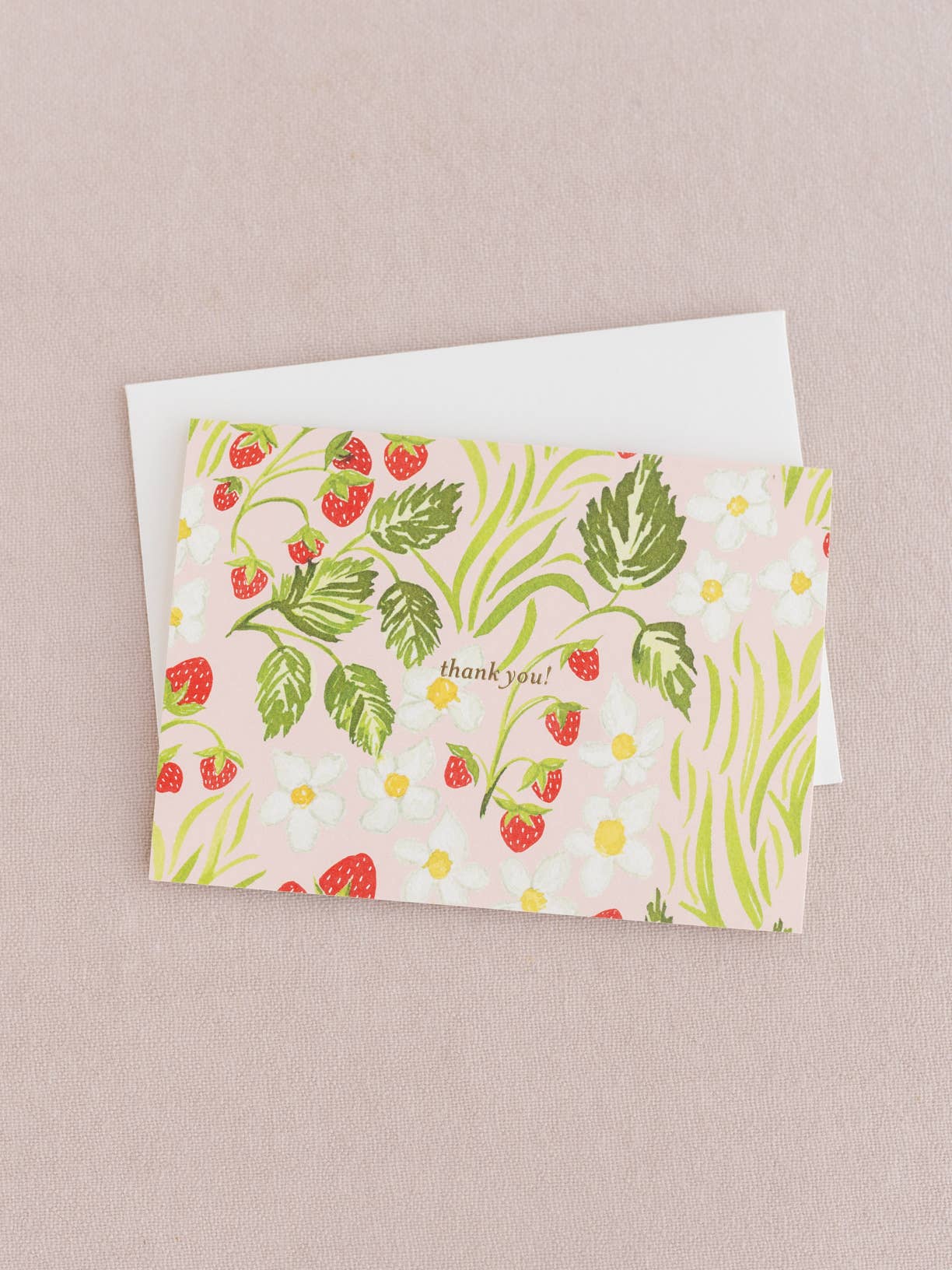 Strawberry Fields Folded Thank You Note - Single