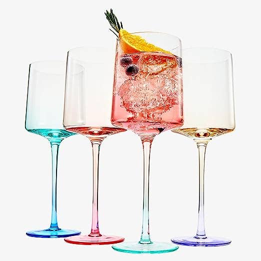 Khen Colored Two-Toned Pastel Wine Glassware Set of 4 - 13.5oz