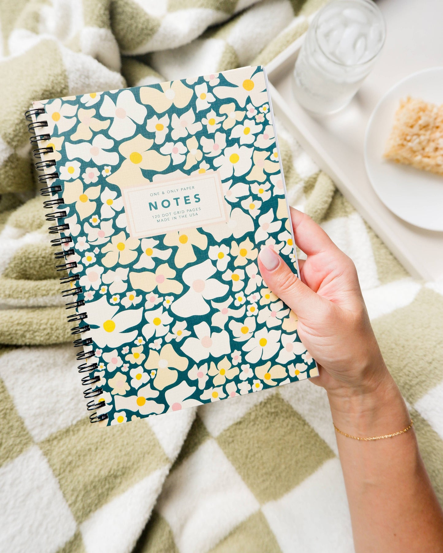 Floral Wire Spiral Bound Dot Grid Notebook