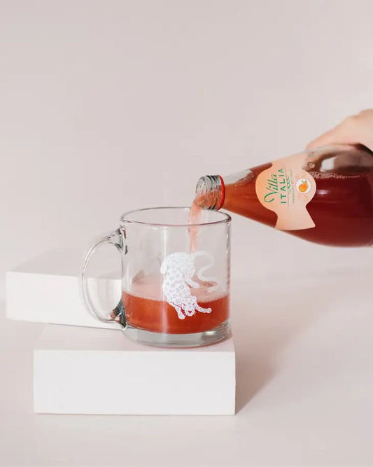 Daisy Jaguar Screen Printed Glass Mug | 13 oz