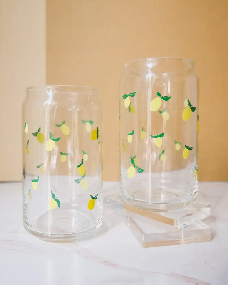 Little Lemons 16 oz Soda Can Beverage Drinking Glass Tumbler