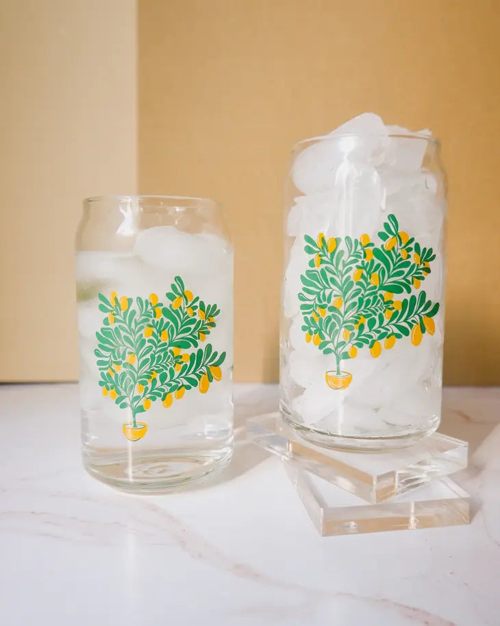 Orange Tree 16 oz Screen Printed Soda Can Beverage Glass