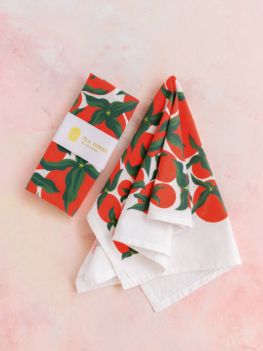 Pomodoro Tomato Red Illustration Flour Sack Tea Towel