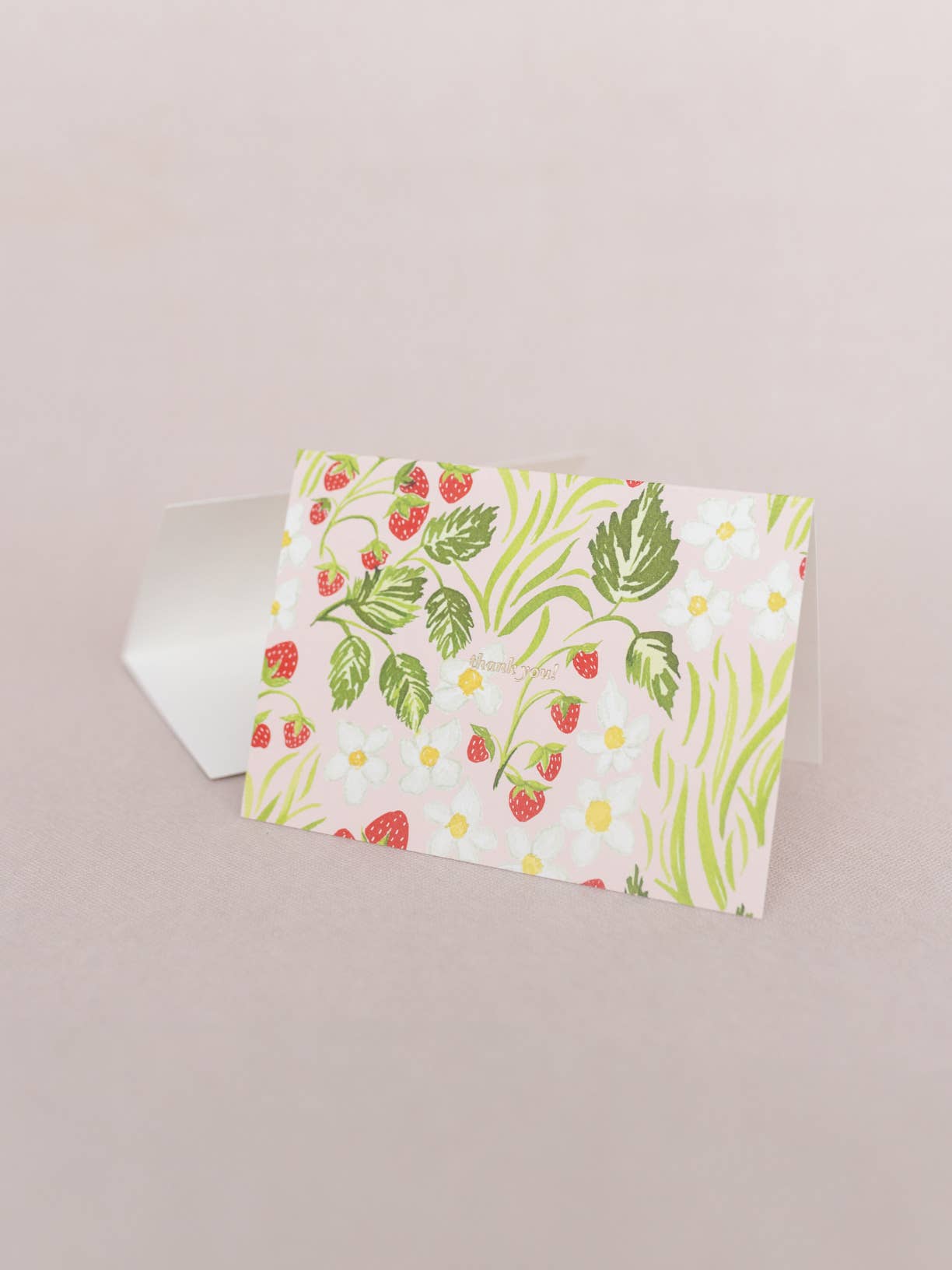 Strawberry Fields Folded Thank You Note - Single