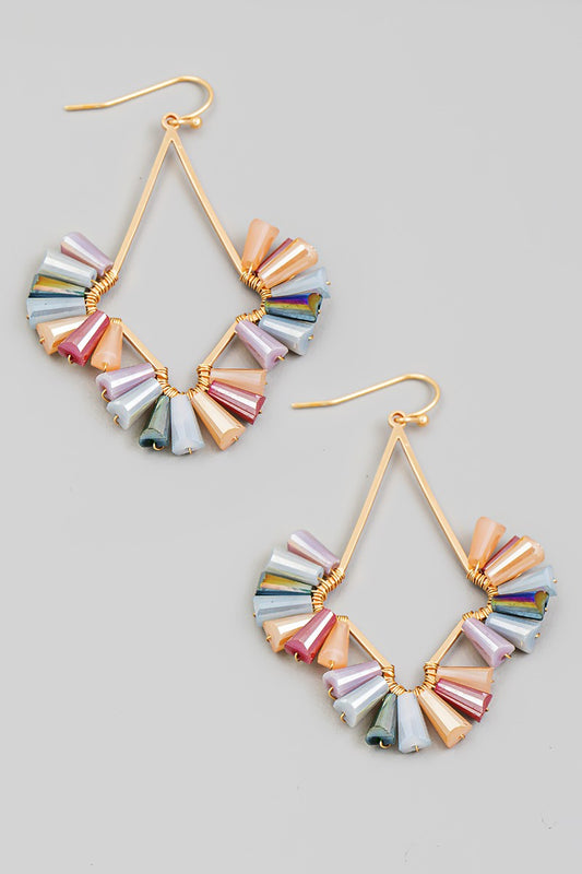 Teardrop Cutout Glass Bead Drop Earrings