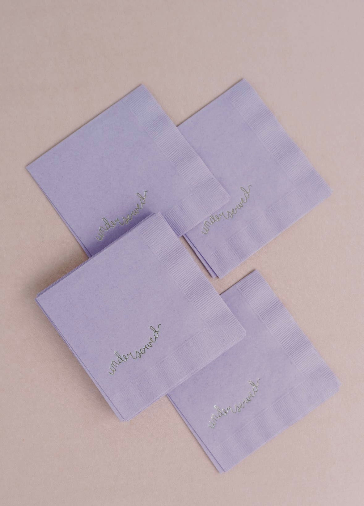 Underserved Silver and Lavender Paper Cocktail Napkin