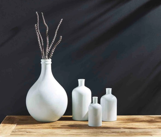 Medium White Bottleneck Vase