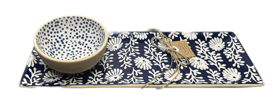 Indigo Tray and Dip Set