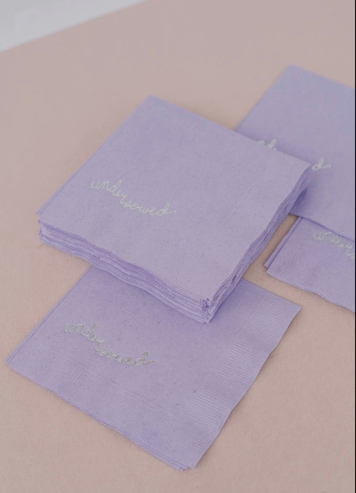 Underserved Silver and Lavender Paper Cocktail Napkin