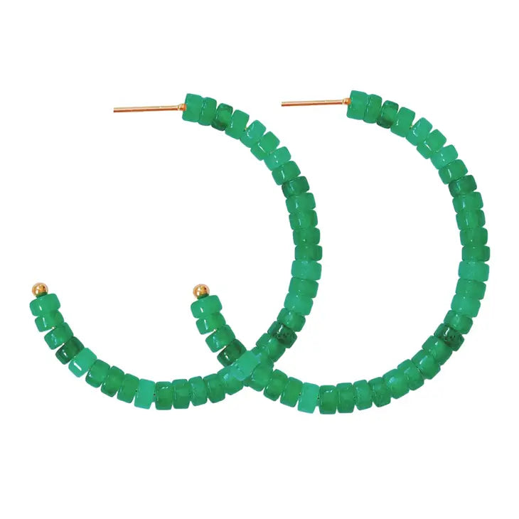 Green Beaded Candy Hoops