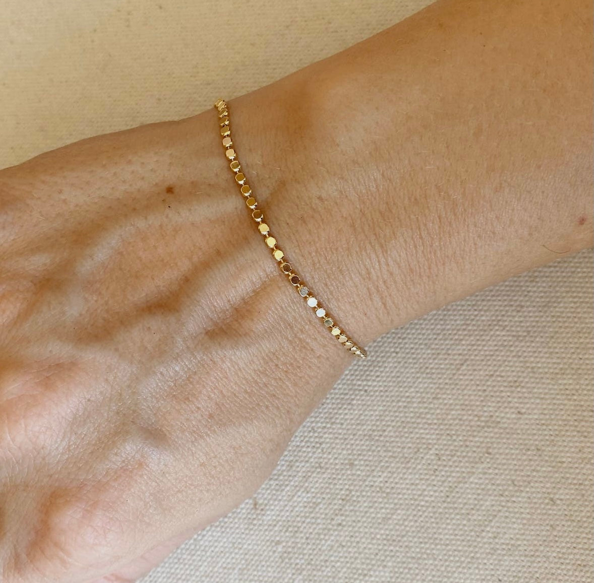 18k Gold Filled 2mm Flat Ball Bracelet