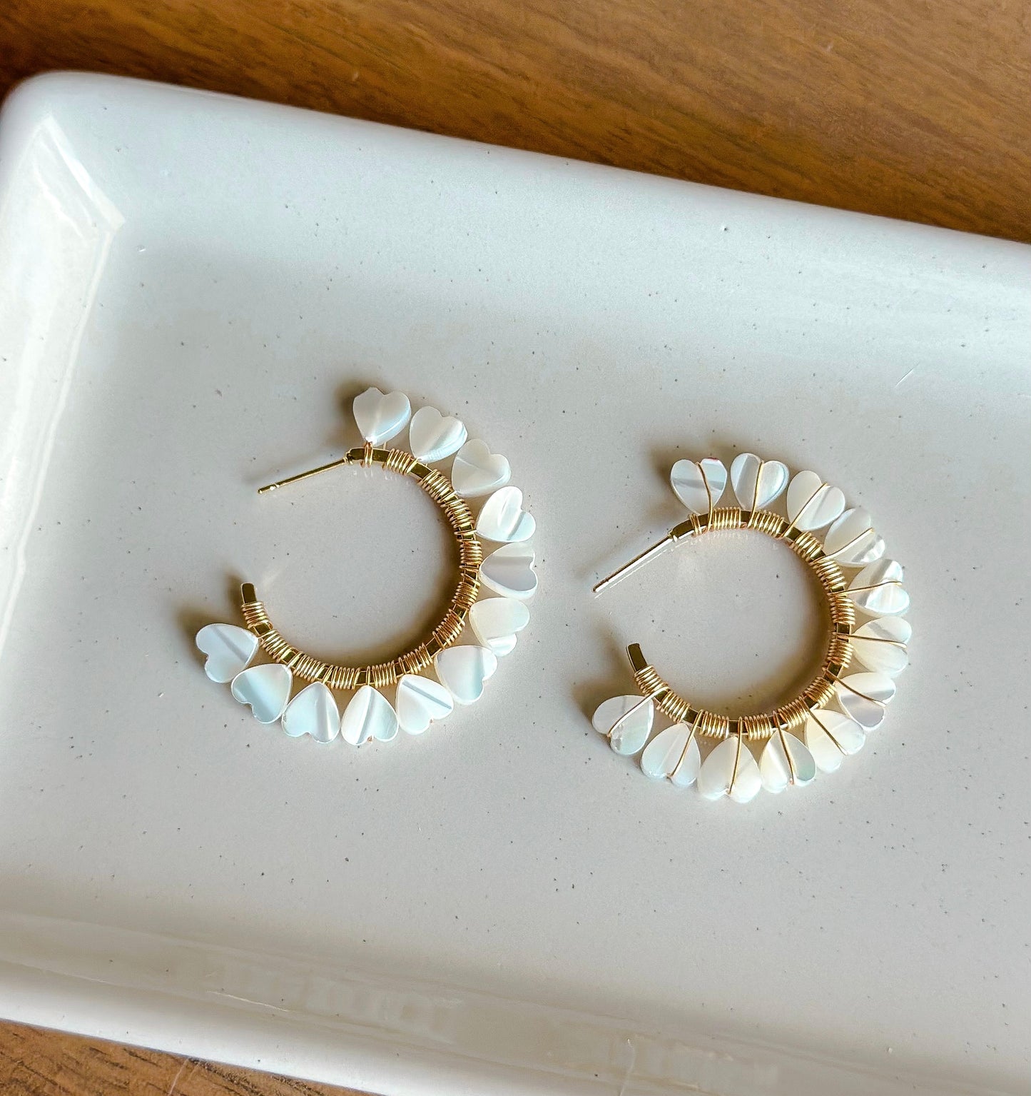 Heart Beaded Hoop Earrings