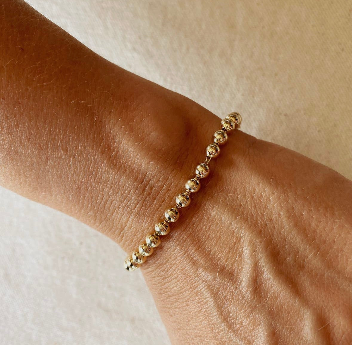 18k Gold Filled 4.5 mm Beaded Bracelet