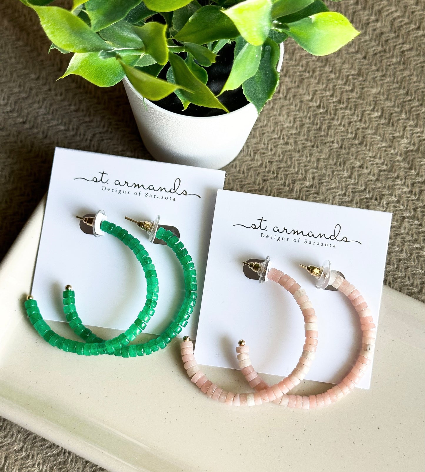 Green Beaded Candy Hoops