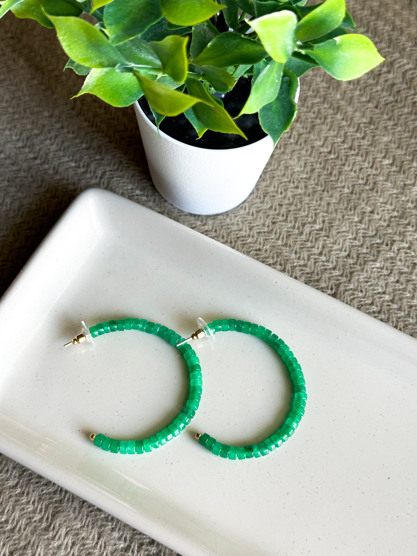 Green Beaded Candy Hoops