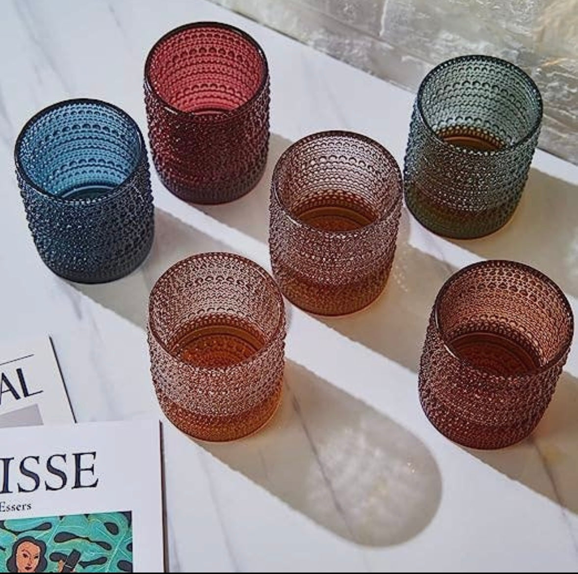 Hobnail Beaded Tumbler Drinking Glasses Set | 6 Set