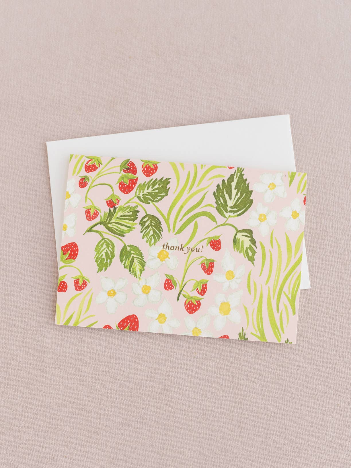 Strawberry Fields Folded Thank You Note - Single