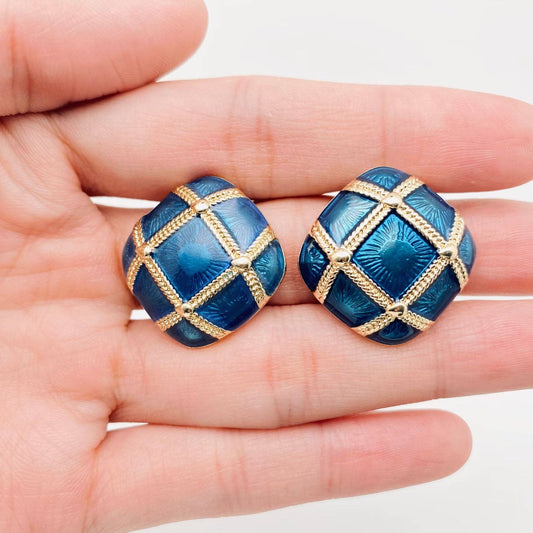 Blue Vintage Enamel Studs