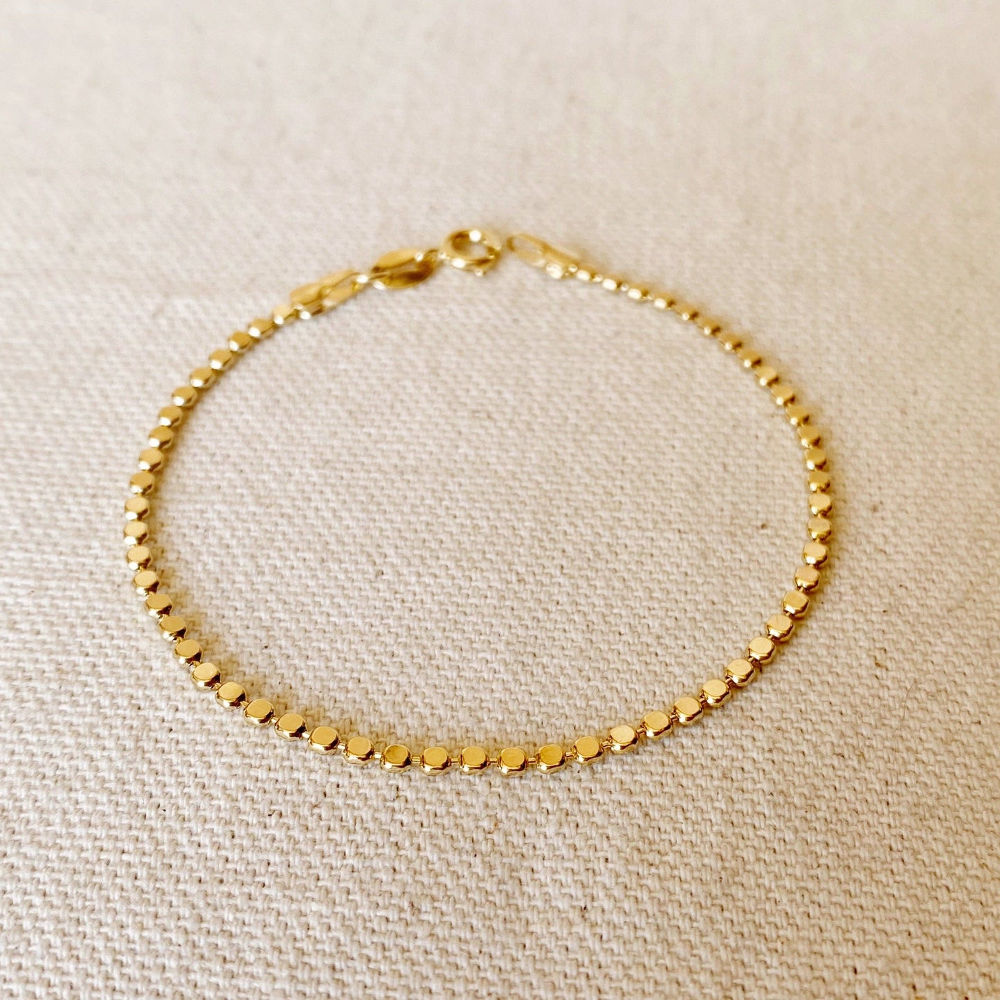 18k Gold Filled 2mm Flat Ball Bracelet