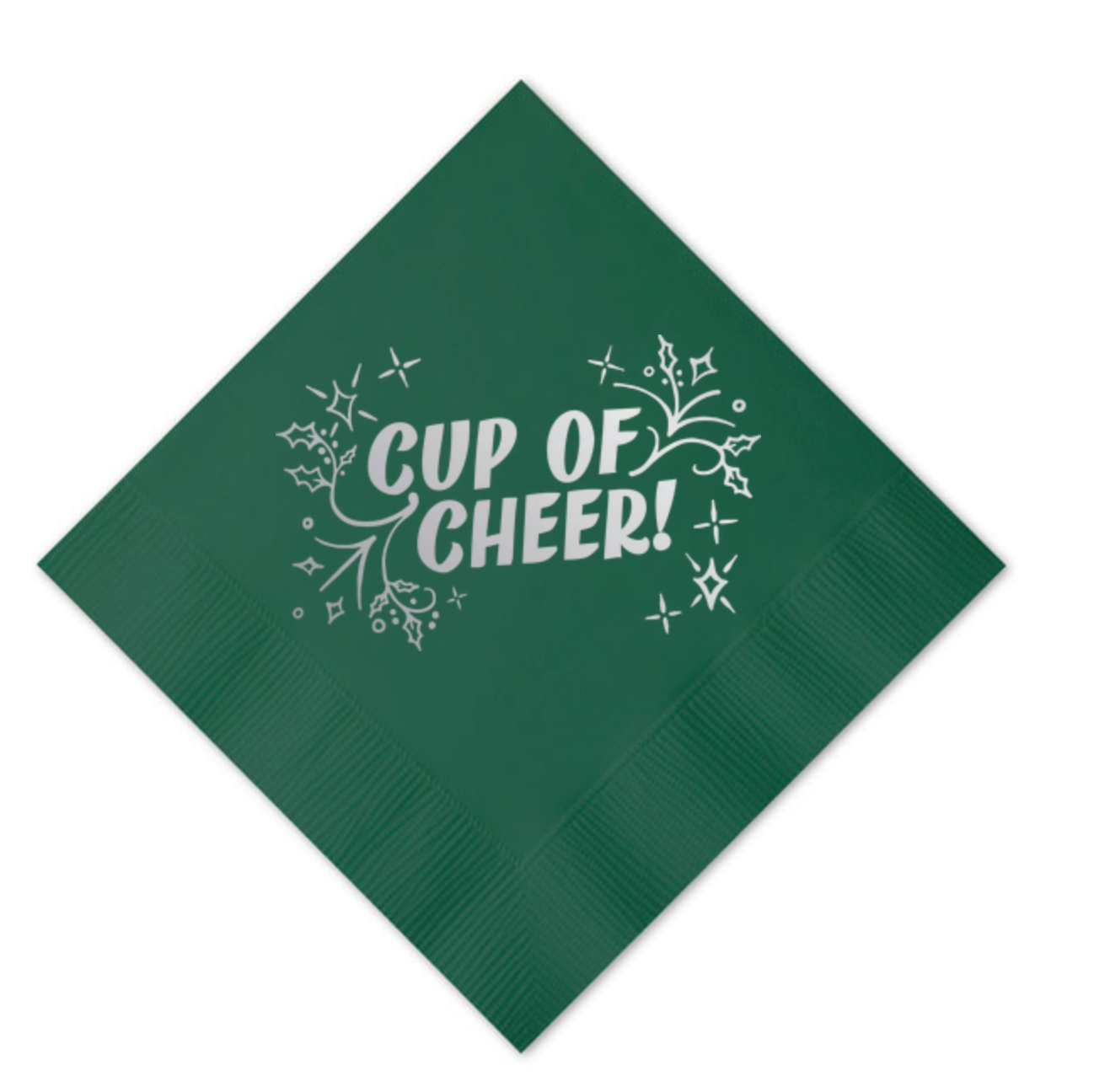 Cup of Cheer Green and Silver Cocktail Paper Beverage Napkins - Set of 20