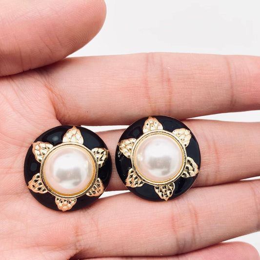 Black and Pearl Vintage Studs