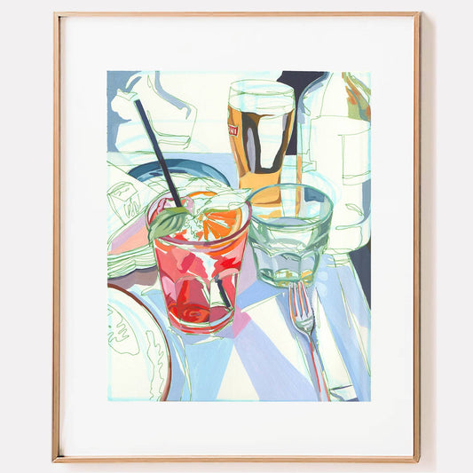 "Aperol Spritz" Cocktails in Italy Signed Giclee Print 11" x 14"