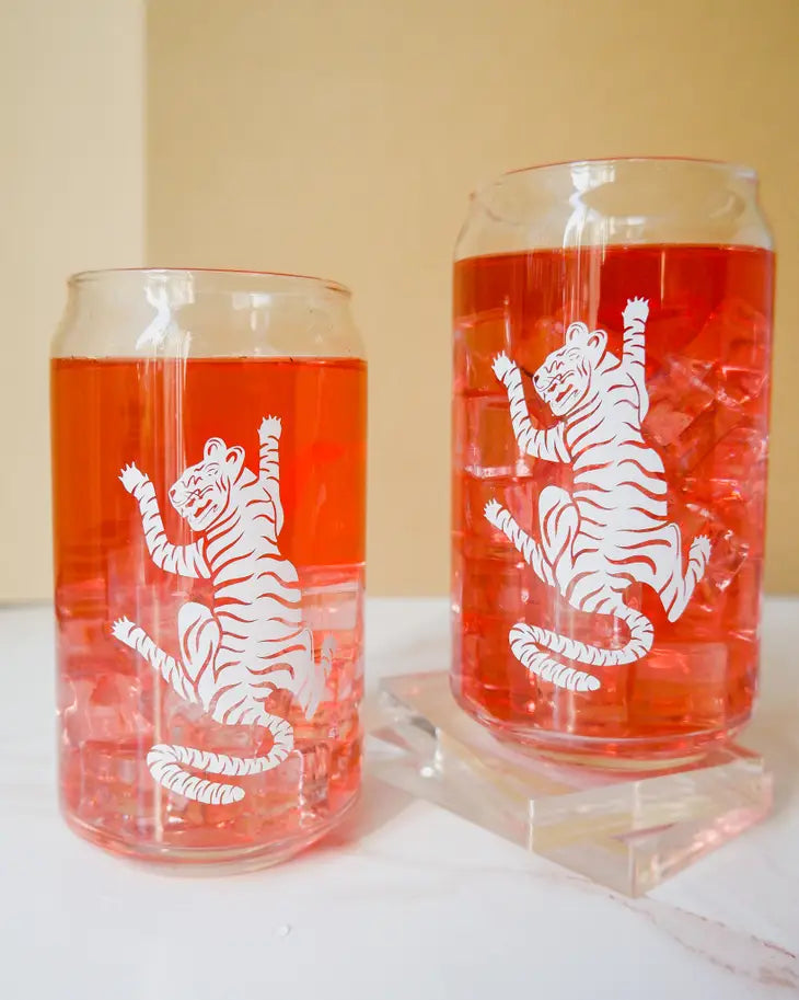 Tiger 16 oz Soda Can Beverage Tumbler Drinking Glass