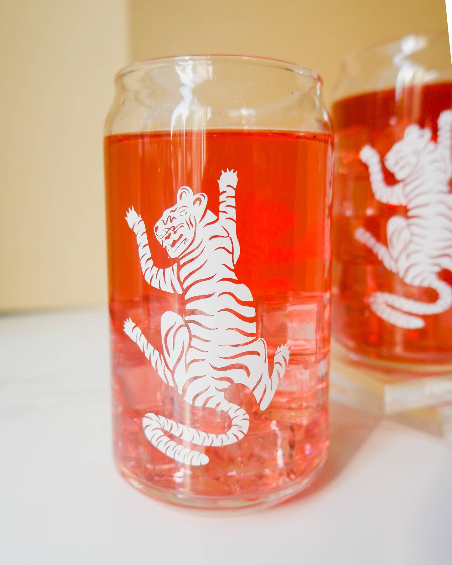 Tiger 16 oz Soda Can Beverage Tumbler Drinking Glass